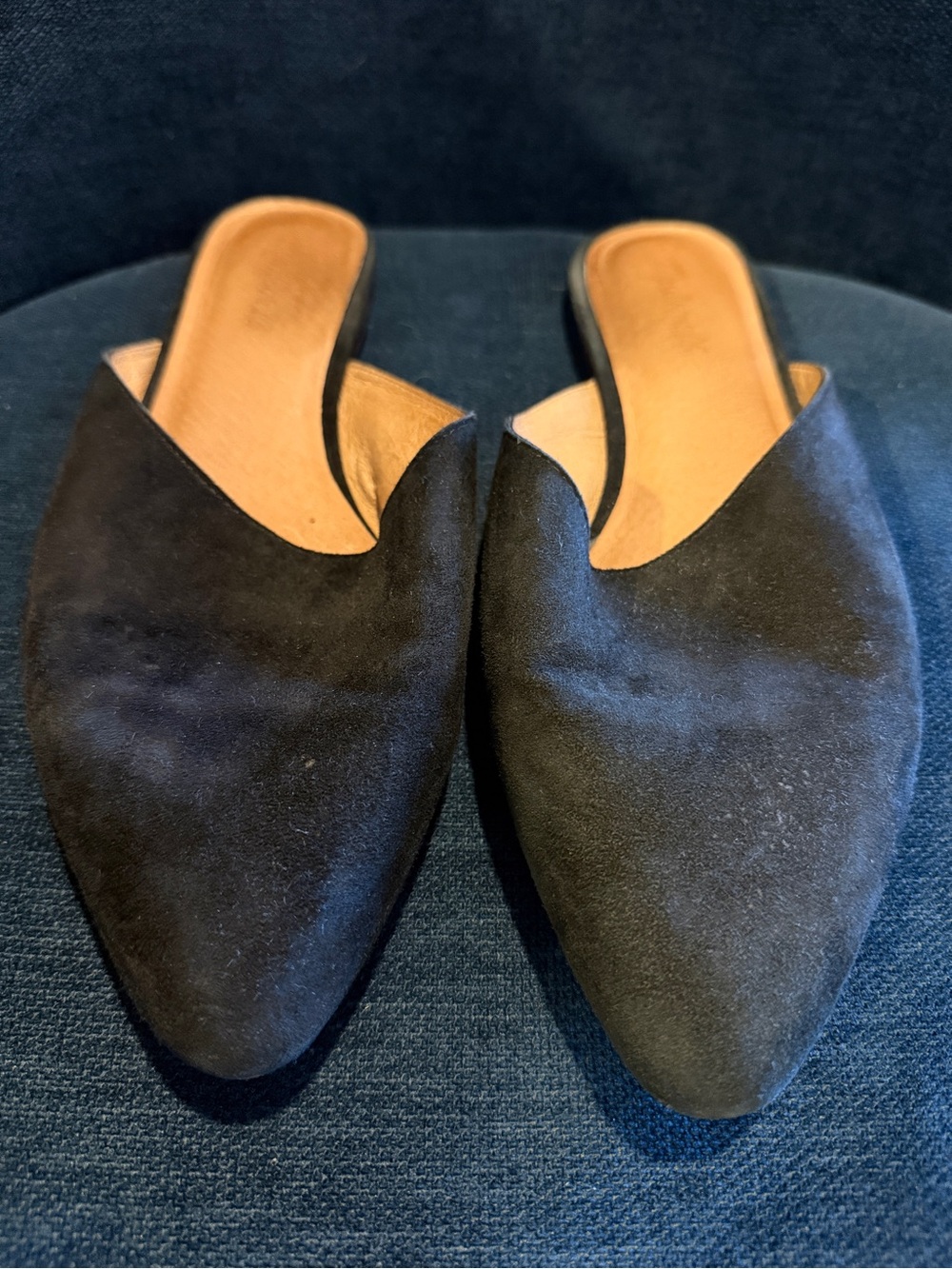 Madewell Black Suede Pointed Slip-On Mules